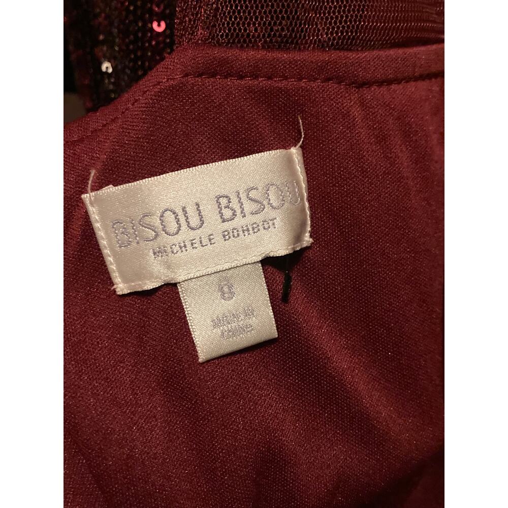 8 Bisou Bisou Michele Bohbot high neck sequin red mini prom formal dress party - Picture 3 of 3